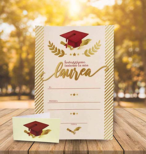 kamiustore Bigliettini Laurea + inviti Disegno Cappello neutri...