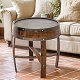 Wine Barrel Table - Whiskey Barrel End Table for Living Room, Cafe, or Office Decor