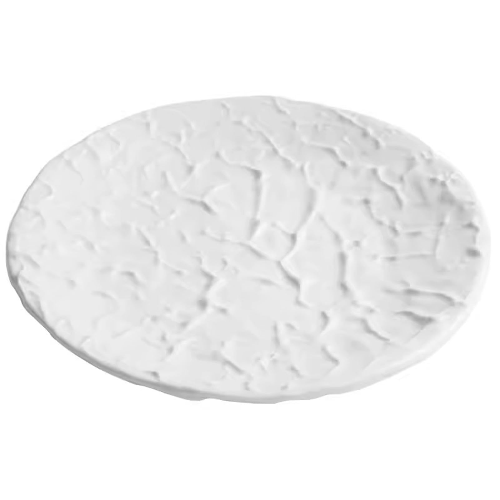 Meiiron 10In Vintage Ceramic Plate White Embossed Rough Pottery Tableware Steak Dinner Plate Dessert Plate Service Tray (Color : )