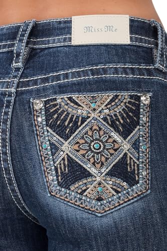 Miss Me Women's Mid Rise Floral Scene Bootcut Jeans4