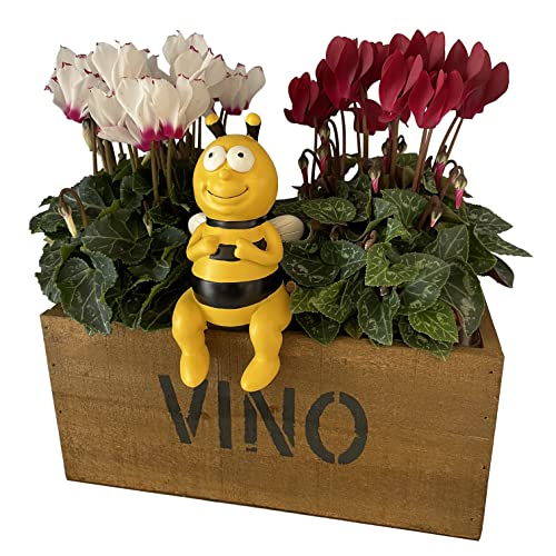 OF Gartenfiguren süsse Bienen Kantenhocker im Blumenbeet - Deko Figuren Tierfiguren Biene (Klein, 15cm)