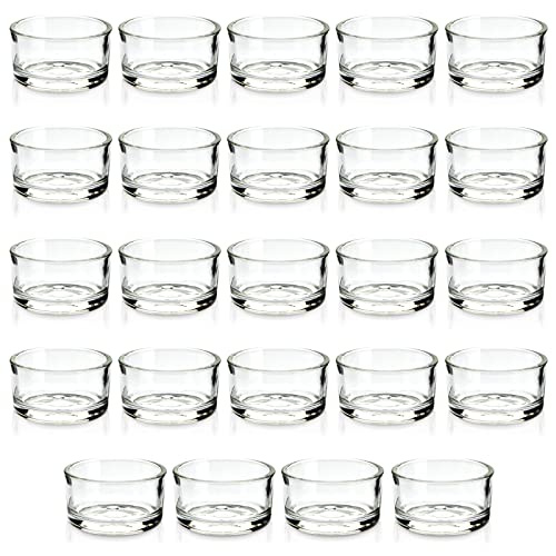 24 Pack Glass Tealight Candle Holders 1×2, for Weddings, Table Centerpieces, Parties, Home Decor