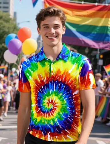 LINOCOUTON Men's American Patriotic Flag Pride Day Golf Polo Short Sleeve Shirt2