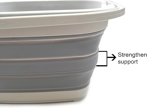 Miniatura 4 de SAMMART Cesta rectangular plegable y prácticacubo (15L rectangular, gris oscuro (juego de 2))