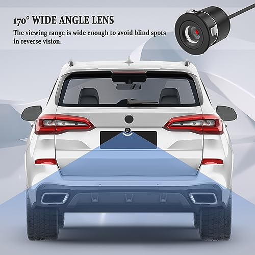 Backup Camera for Car 170° Wide Angle IP68 Waterproof,HD Night Vision Flush Mount Reversing Parking Reverse Camera,Universal Metal Rear View Camera for 12V/24V Car SUV RV Truck