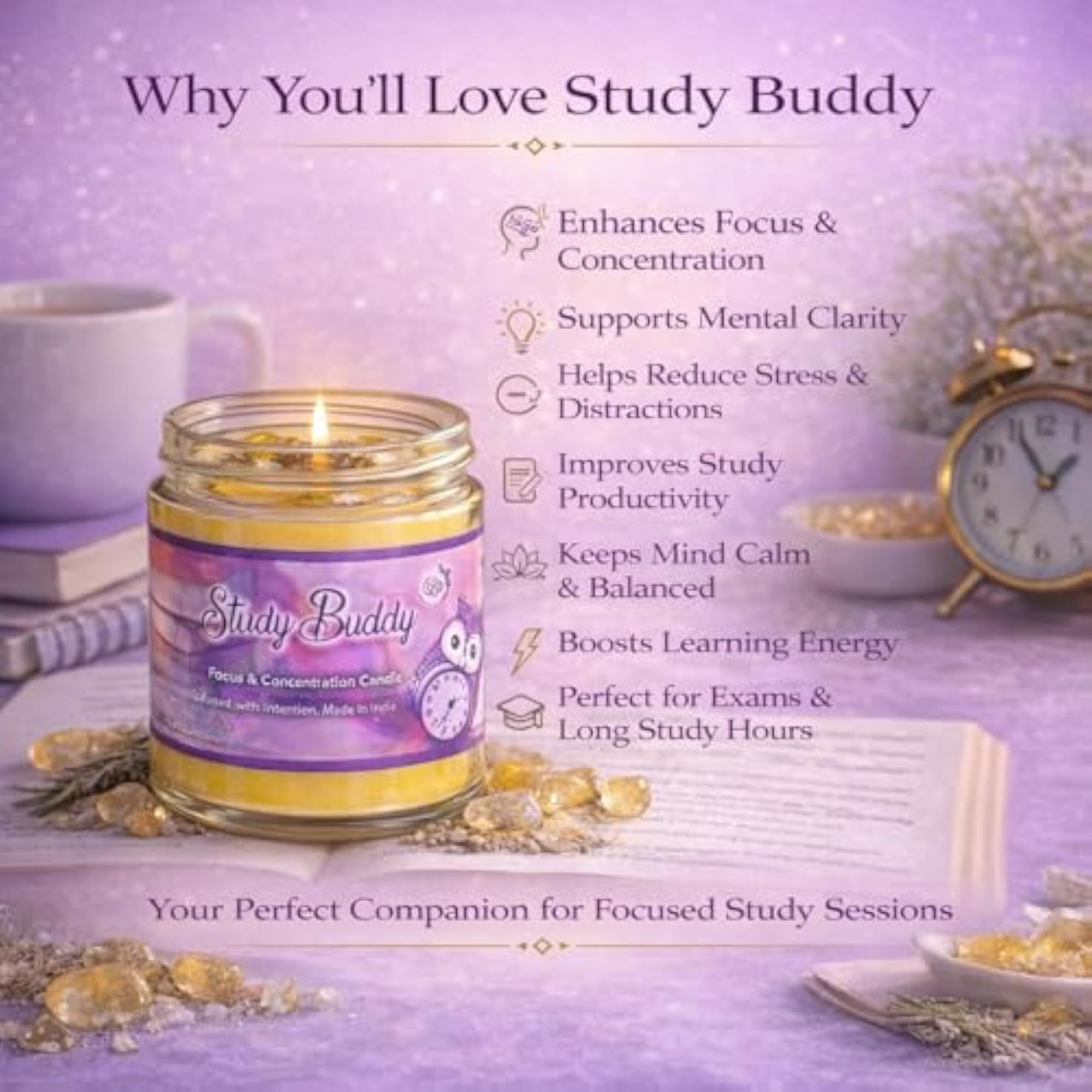 Study Buddy Jar Candle | Focus Concentration & Memory Boost
