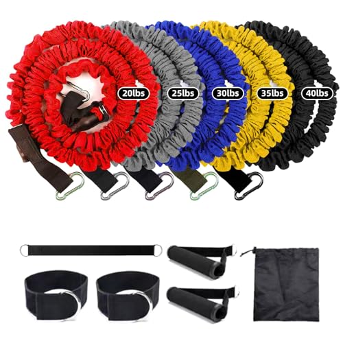 Ycendelion Resistance Bands Set, 20lbs to 40lbs Exercise Rope with Handles Fitness Workout for Full Body Workout Training Shape Figure, Yoga, Home Gym 11PCS