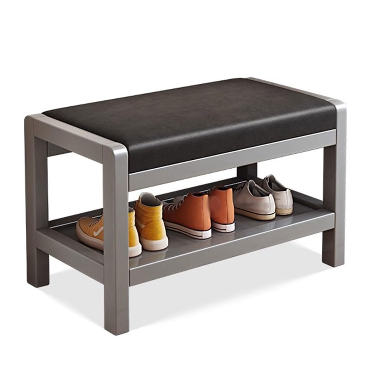 KLGFBDC Contemporary Gray Black Shoe Bench - Multipurpose Upholstered Stool for Entryway Hallway & Bedside - 75cm (29.53in) Stylish Storage Solution