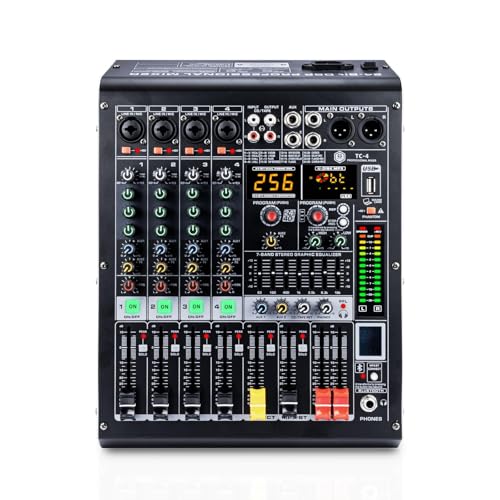 W IN-MIX 4 Channel Professional Audio Mixer with MP3 Player and Bluetooth U disk 48V Phantom Power...