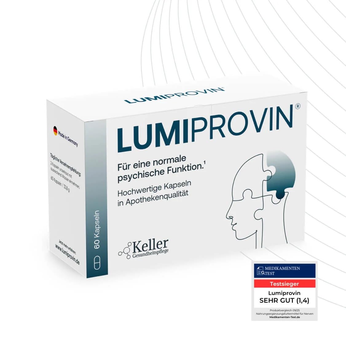 Lumiprovin – Kapseln 60 Stück – 3-Stufen-Formel mit Citicolin Magnesium,Safran & 5-HTP – mit Vitamin B1, B6, B12, Zink, Folsäure – 2 Kapseln täglich I Kann psychische Funktion unterstützen