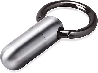 Keychain Pill Holder,Titanium Small Pill Case Portable Travel Pill Box for Purse Wallet Pocket,Waterproof Daily Pill Container Organizer Fob for Outdoor Camping