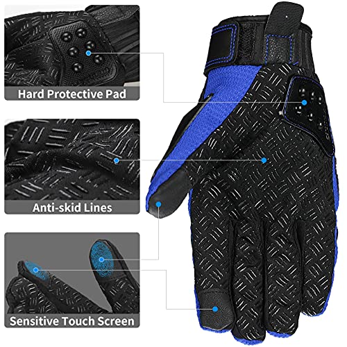 Ilm Touchscreen Alloy Steel Bicycle Motorcycle Motorbike Powersports Racing Gloves (Xl, Blue) Model 10C #TOP2