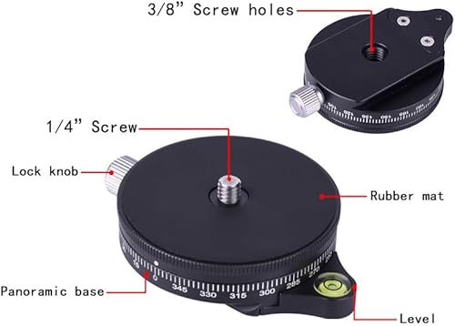 Miniatura 4 de Base para cámara con placa de estilo Arca Suiza, 38" tornillo de aleación de aluminio Panorama bola trípode cabeza con nivel de burbuja, capacidad