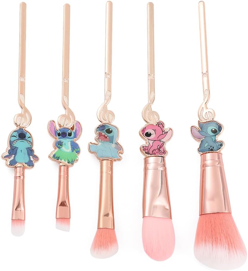 Cute Cartoon Girl-Themed 5-Piece Makeup Brush Set – Premium Synthetic Bristles for Foundation, Blending, Face Powder, Blush, Concealer & Eye Shadow