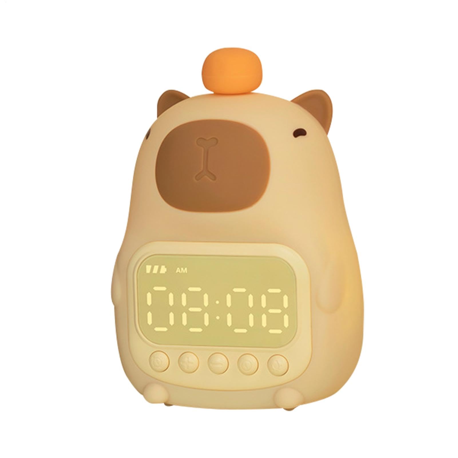 Adorable Despertador Digital - Luz De Noche De Capibara Y Entrenador De Sueño | Lámpara Digital De Capibara, Relojes De Mesa, Reloj De Mesa Con Animales De Moda Para Habitaciones De Niños Y Niñas
