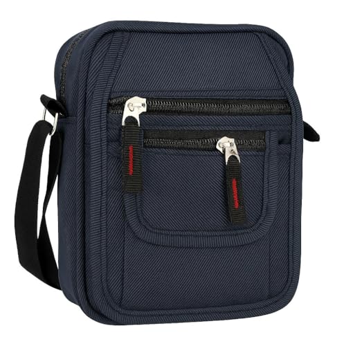 Shoulder Bag Masculina Premium com 4 Bolsos — Bolsa Transversal de Ombro Prática, Estilosa e Versátil para o Dia a Dia (Azul)