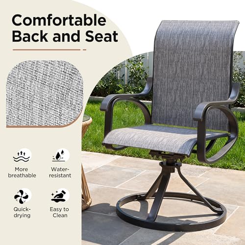 Image of LOUVIXA Patio Swivel Chair Set of 2, All-Weather Patio Swivel Rocking Chair, High Back Patio Dining Chairs for Backyard, Porch, Lawn, Garden(2, Ash Grey)