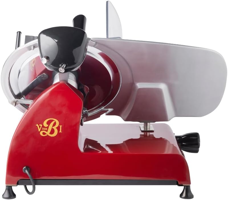 Red Line 300 Electric Food Slicer | 12" Blade | Built-In Sharpener | Heavy Duty & Precise | Premium Deli Slices at Home | Italian Heritage Since 1898 (Red)