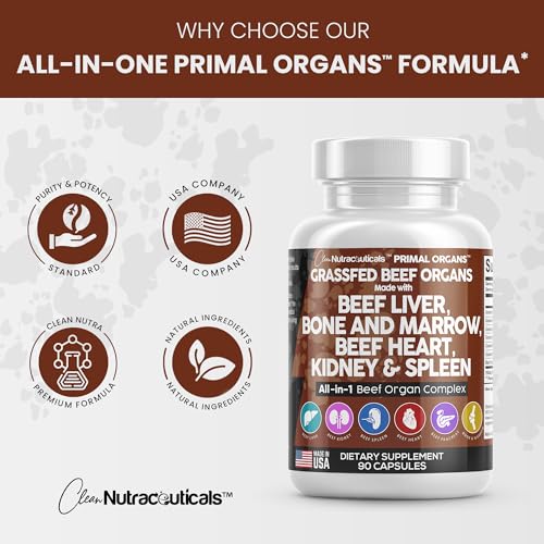 Clean Nutraceuticals BEEF LIVER Capsules 3000Mg - Premium Quality Supplement Packed With Desiccated, Beef Heart, Beef Spleen, Beef Pancreas Plus Bone & Marrow Dao Enzyme Pills thumb #5