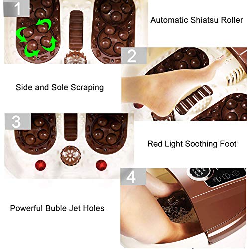 Ovitus Foot Spa Bath Massager With Heat,16 Pedicure Spa Motorized Shiatsu Roller Massage Feet, Frequency Conversion, O2 Bubbles, Adjustable Time & Temperature,Led Display #TOP3