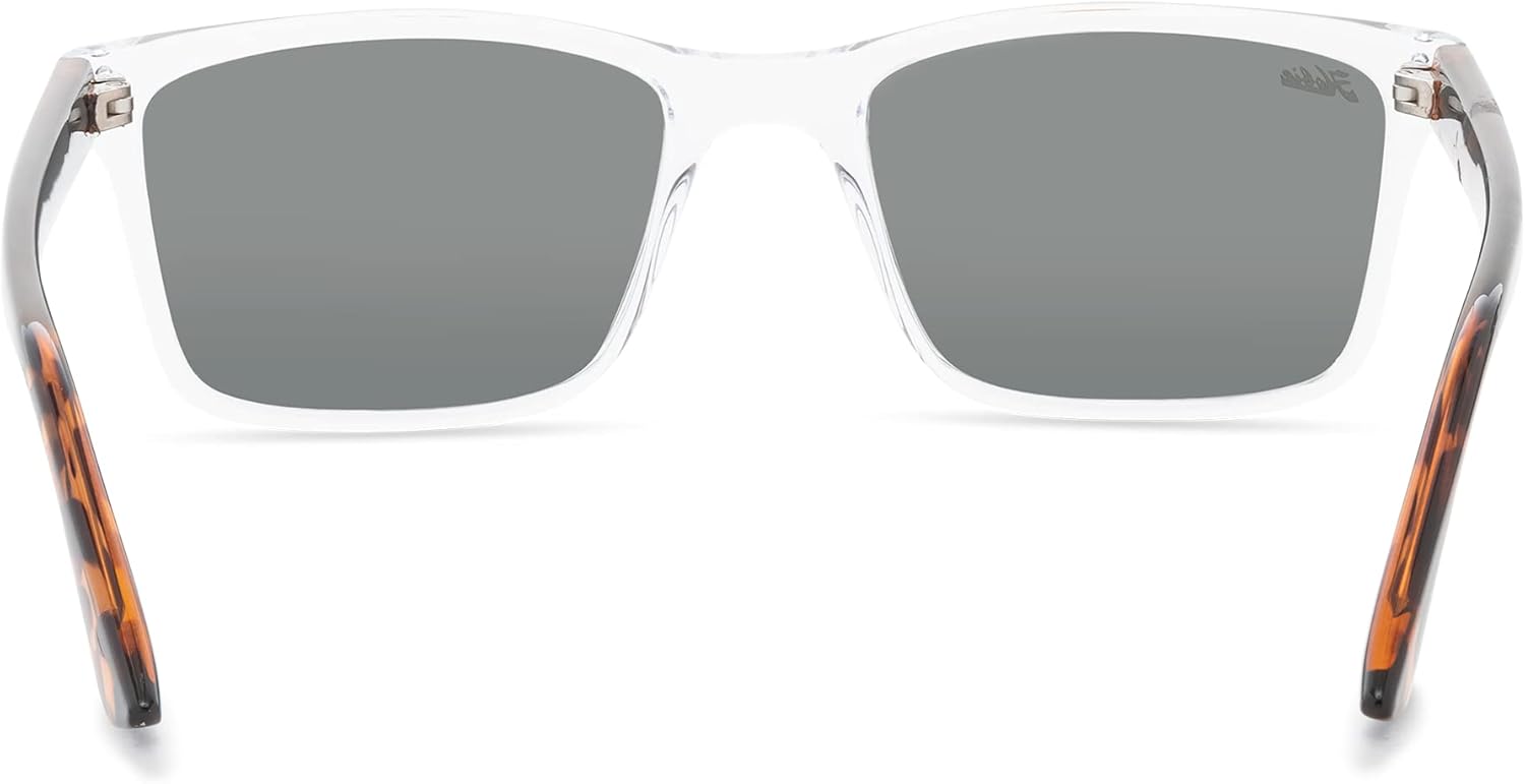 Hobie - Flats Polarized Sunglasses - Outdoor Sunglasses with HydroClean Lenses for Men and Women - Grey Lenses/Crystal Clear Frame