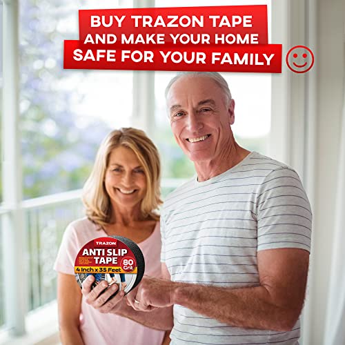Trazon Grip Tape - Heavy Duty Anti Slip Tape For Stairs Outdoor/Indoor Waterproof 4Inch X 35Ft Safety Non Skid Roll For Stair Steps Ramp Traction Tread Staircases Grips Adhesive Non Slip Strips Walk Black thumb #6