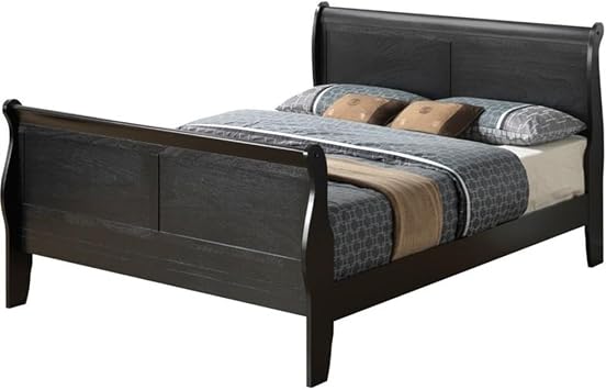 Glory Furniture Louis Phillipe Full Sleigh Bed in Black