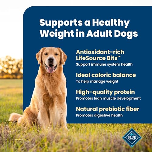 Blue Buffalo Life Protection Formula Healthy Weight Adult Dry Dog Food, Chicken & Brown Rice, Supports Immunity with Antioxidant-Rich LifeSource Bits, Promotes Lean Muscles & Weight Control, 15 lbs.