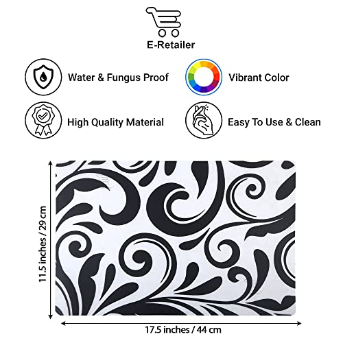 Image of Waterproof PVC Refrigerator Drawer Mats /Multipurpose Mat /Fridge Mats Set of 3 Pcs (Floral Black, Size-17.5X11.5 Inch)