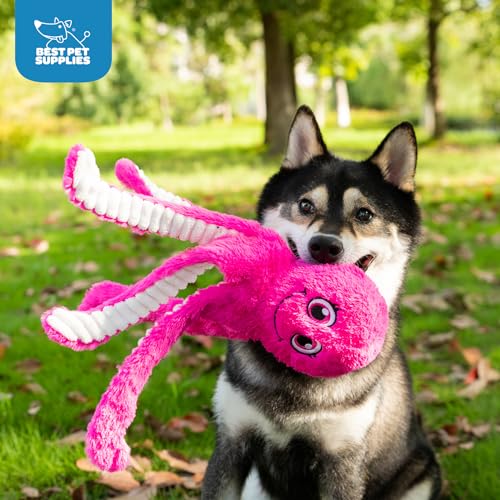 Image of Best Pet Supplies Interactive Squeaky Dog Chew Toy, Ideal Dog Toys for Chewers, Small, Medium & Large Dogs, and Fetch Lovers - Octomutant (Fuchsia), Large
