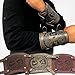 Punk PU Leather Arm Bracer, 2 Pcs Retro Medieval Gauntlet Wristband, Buckle Knight Arm Guard, Fashionable Wide Armor Arm Cuff for Cosplay Costume Party (Khaki)