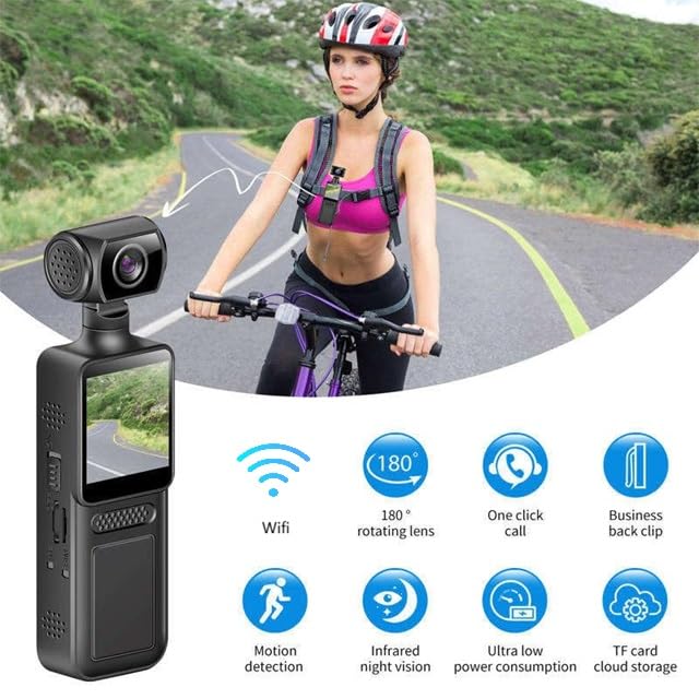 Image of QAWACHH Portable HD Body-Worn Camera for Outdoor Sports for Bike Action Adventures Cross-Border Travel Handheld for Clear Video (WiFi) with Led Lights
