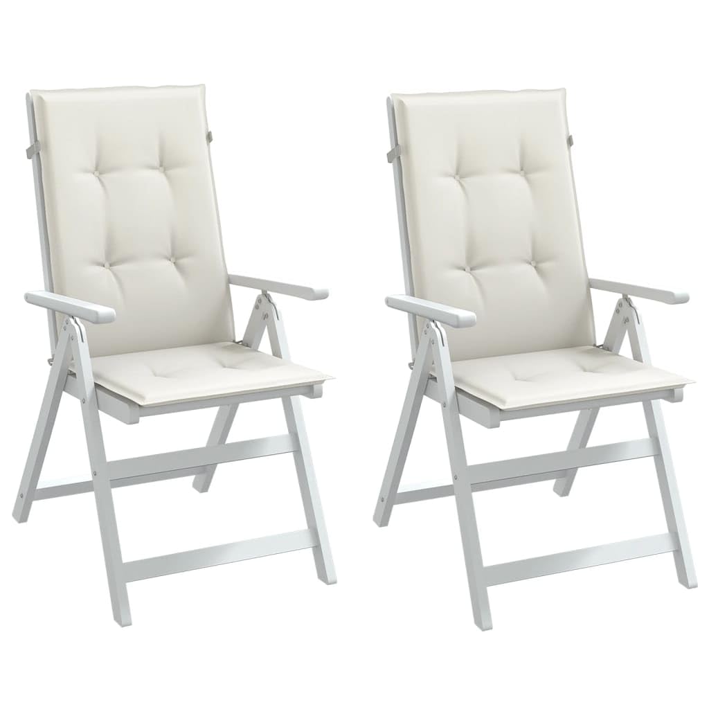 Hochlehner-Auflagen 2er-Set Creme-Meliert 120x50 cm, Polsterauflagen für Gartenstühle und Hochlehner, Weiche Stuhlkissen mit Haltebändern für Außen und Innen