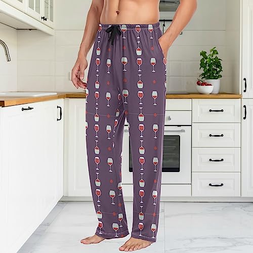 Fisyme Wine Glass Red Mens Pajama Pants Men's Pajama Bottoms Soft Sleep Lounge Pj Pants3
