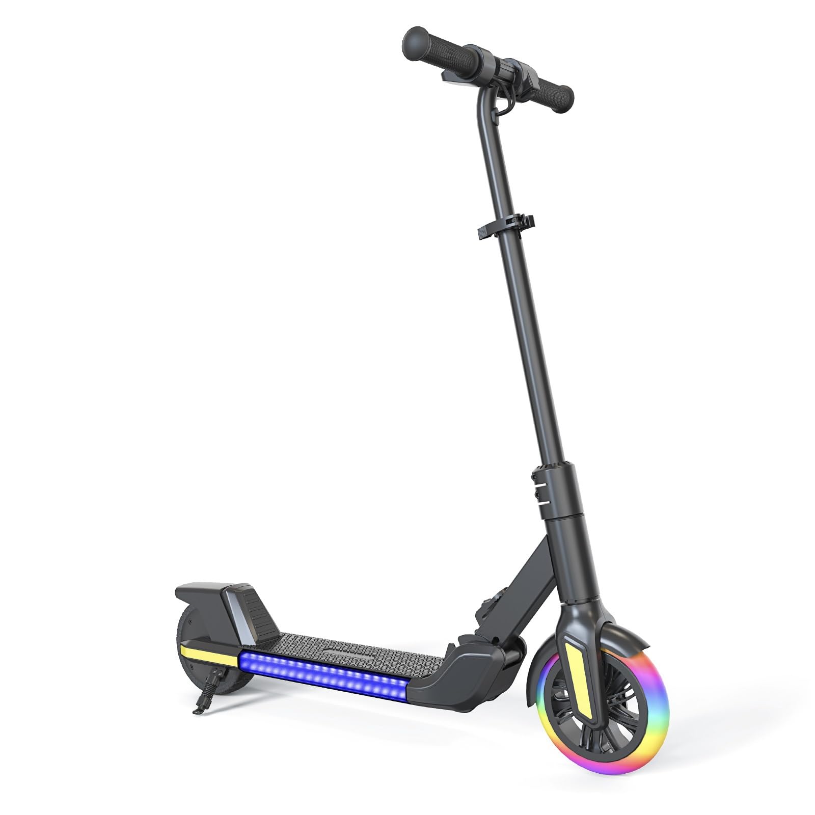 Patinete eléctrico para niños de 8 a 12 años, Motor de 200 W, 16 km/h, Velocidad y Altura Regulables, Luces de Colores, Pantalla LED, Patinete eléctrico Infantil Plegable