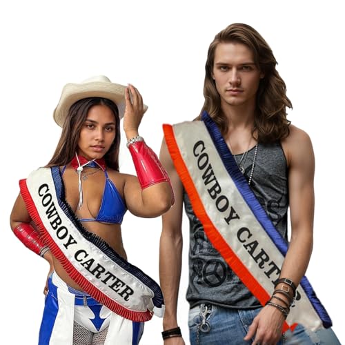 OAEUQ Carter Cowboy Red And Blue Pleated Belt Smooth Satin Ribbon Handmade Cowboy Belt Participate In Events Pageants (M)