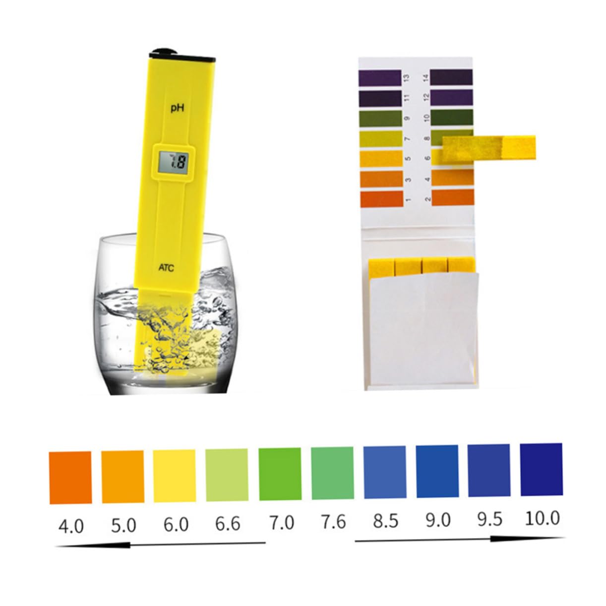 SOLUSTRE 2pezzi Ph Digitale Portatile Per Misurazione Acidità Tester Ph Preciso Con Schermo Led Per Acquari e Laboratori Strumento Pratico e Compatto Per Uso Quotidiano