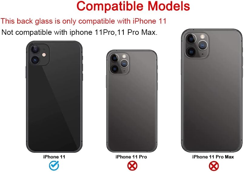 Miniatura 7 de Reemplazo original de cristal trasero para iPhone 11 todos los portadores con adhesivo preinstalado y herramienta de reparación iPhone 11 (negro)