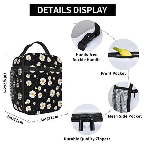Daisy Floral Lunch Box For Women Men Insulated Reusable Portable Lunch Tote Bag, Lunch Cooler Thermal Bag Leakproof Lunchbox For Adults Office Work Picnic Travel #TOP2