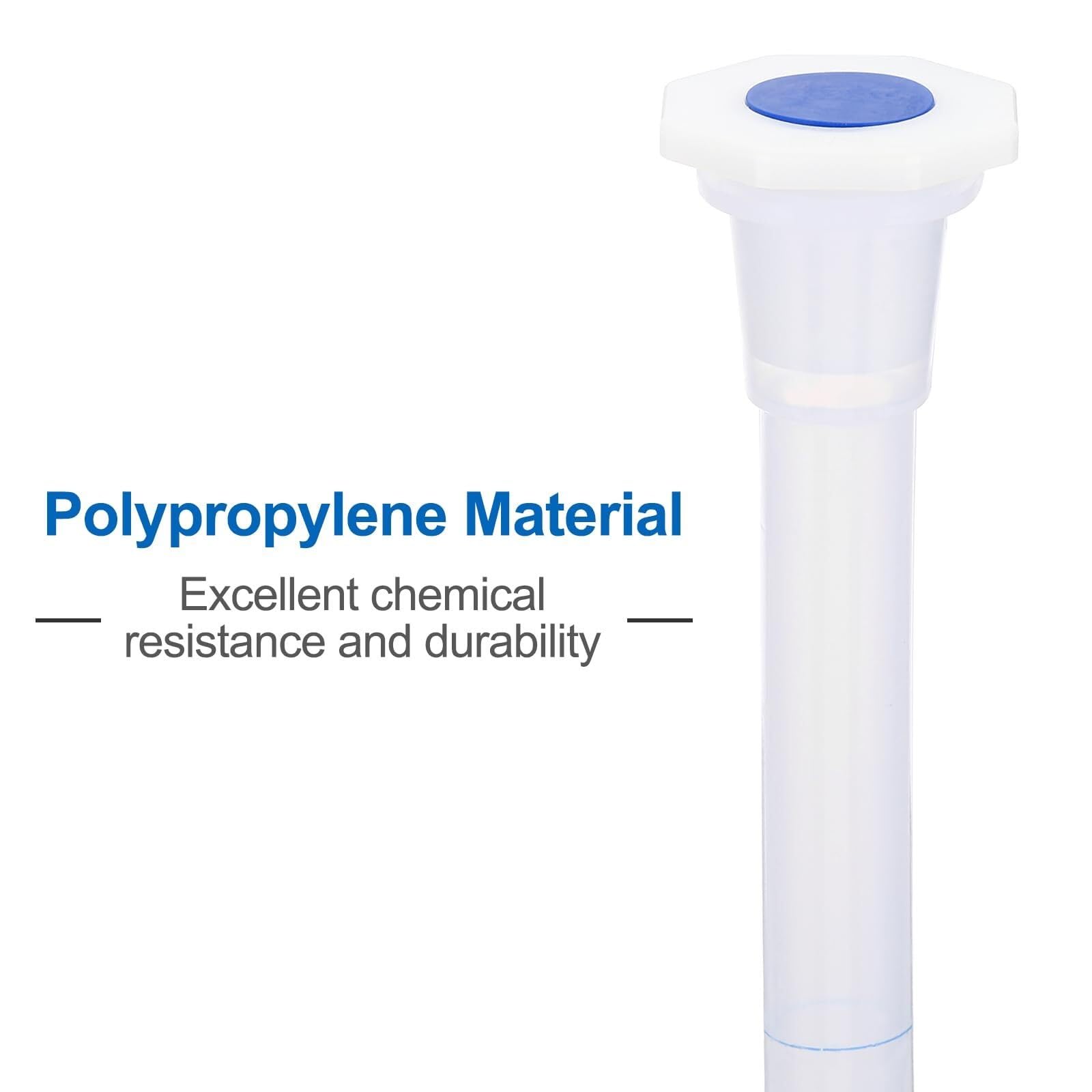 Matraz Aforado Polipropileno 250ml - Matraz de Medida Laboratorio Irrompible con Tapón y Graduación Azul(2,1000ml)