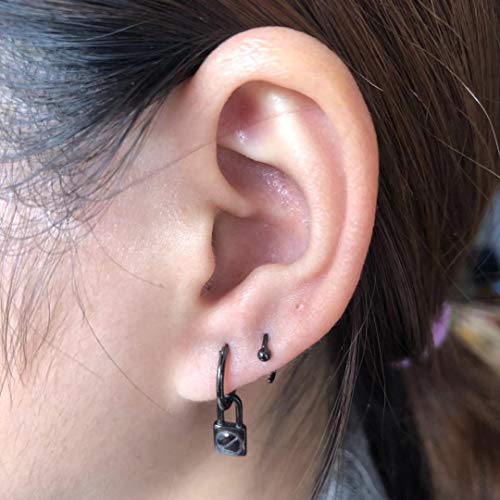Minimalist 2mm Ball Tiny Half Hoop Earrings Sterling Silver Fashion Black Huggie Cuff Hoops Cartilage Tragus Piercing Nose Rings Studs for Women Girls Men2