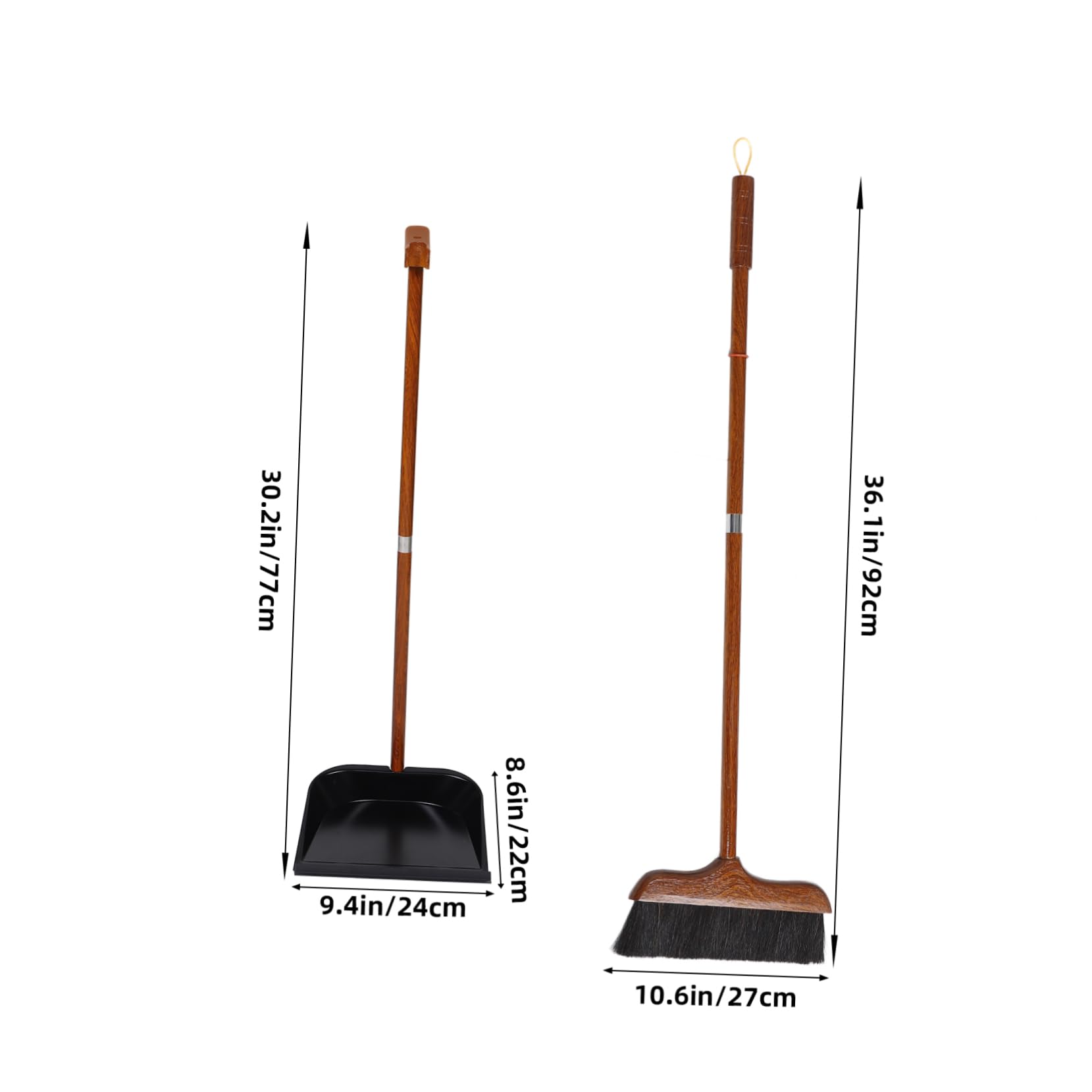Garneck Set Broom Dustpan Set Cleaning Brushes Broomstick Broom Indoor Dust Pan with Handle Long Handle Dustpan Kitchen Broom Whisk Broom and Dustpan Broom with Dustpan Carpet Broom Wooden