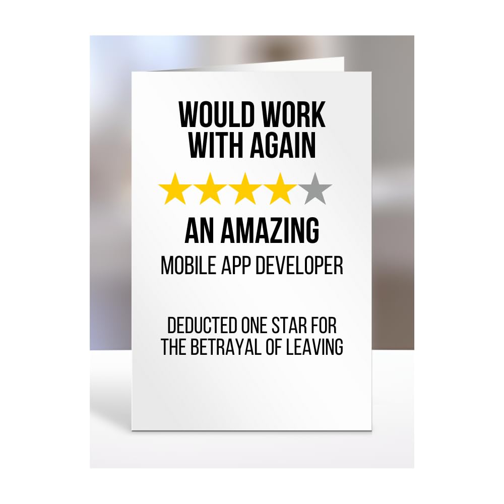 Would Work with Again, Funny Leaving Card for Mobile App Developer, Farewell, Great Gift for Colleagues, Boss, Manager, Goodbye, Christmas, Joke, Silly, Gag, A5-223b_240 — image 1