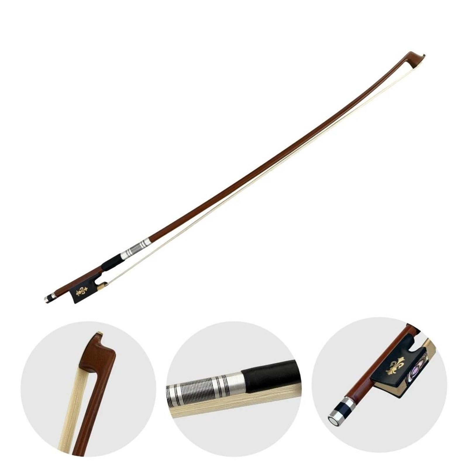 Arcos De Violín Para Principiantes El Arco De Violín Con Reposapiés Ébano Ofrece Buen Equilibrio Y Capacidad Respuesta Pelo Crin(3-4 size)