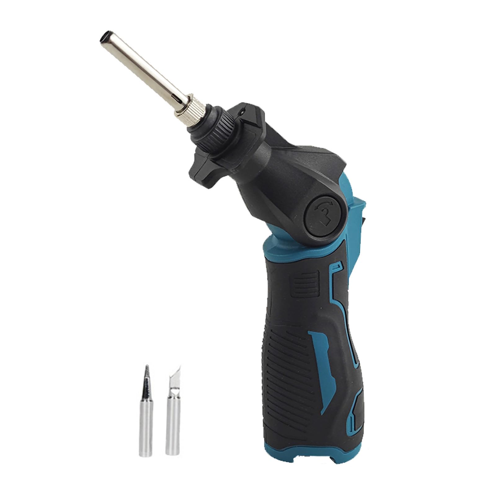 Kaccde Blue Cordless Welding Iron 30W 400℃ Battery Powered Rechargeable Adjustable 0-90Degrees Flat Pointed Tips Cordless Soldering Iron