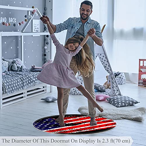 Tapis rond drapeau américain au format circulaire 100cm compact JDEZ - 5