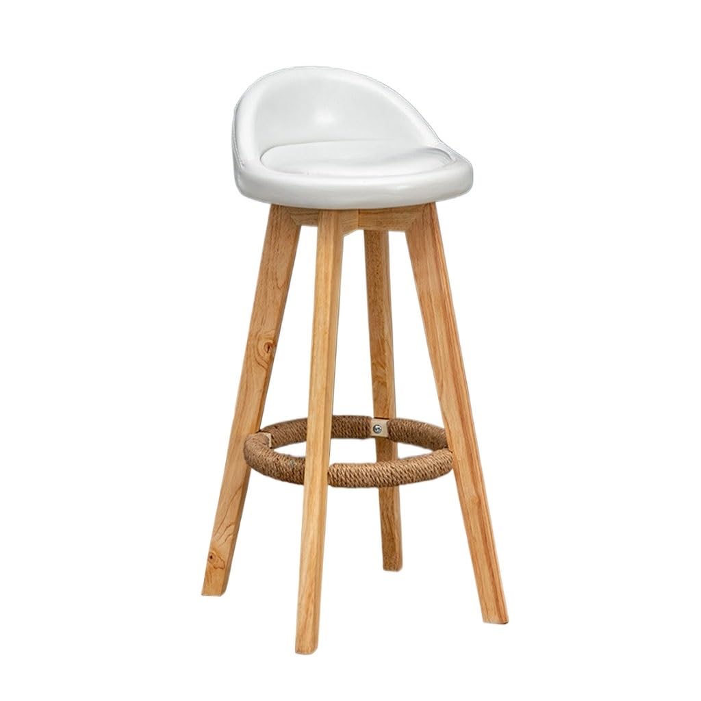 Eines White Home Bar Furniture Leisure Bar Chair Household Solid Wood High Stool Modern Simple Bar Chair High Chair Can Be Swivel Bar Stools Counter Barstool(White)