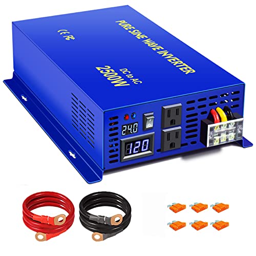XYZ INVT 2500w Pure Sine Wave Inverter 24v dc to 120v ac Peak Power 5000w Converter (2500W24V)