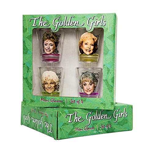 Just Funky Golden Girls Pack Of 4 | 1.5 Oz Mini Glasses Perfect For Parties, Game Night, Bachelor Bachelorette Party, College Graduation, Birthday Gift #TOP8