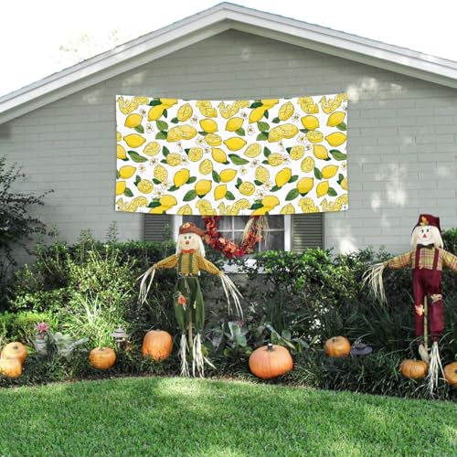 MINDBBDFJ Yellow Lemons Print Banners And Signs For Outdoor/Indoor,Personalized Banner Customizable Parties Halloween Banner (180x90cm)3